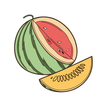 Delicious Watermelon Cantaloupe Puree for Kidsのイラスト素材