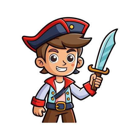 Child Imagining Adventure with Pirate Swordのイラスト素材
