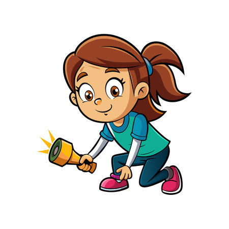 Child Exploring with Toy Flashlightのイラスト素材