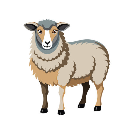 Beautiful Dorset Sheep Realistic Color Illustrationのイラスト素材