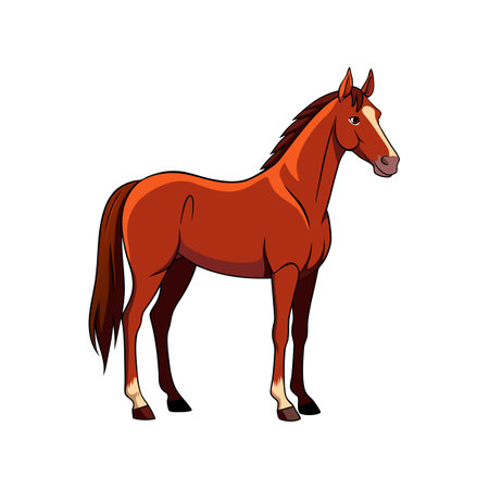 Beautiful Horse Realistic Color Illustration with Outlineのイラスト素材