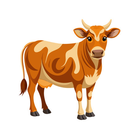 Stunning Jersey Cow Realistic Color Illustration on Whiteのイラスト素材