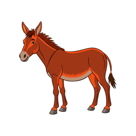 Beautiful Mule Realistic Color Illustration with Outlineのイラスト素材