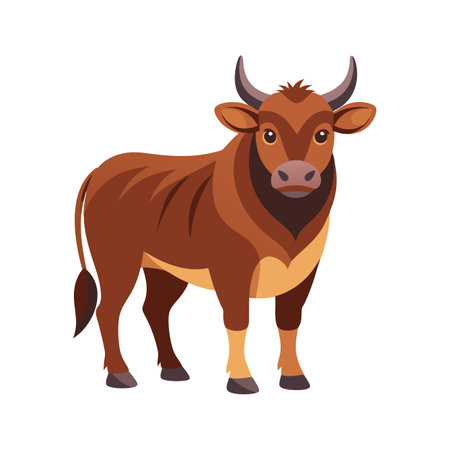 Beautiful Ox Realistic Color Illustration on White Backgroundのイラスト素材