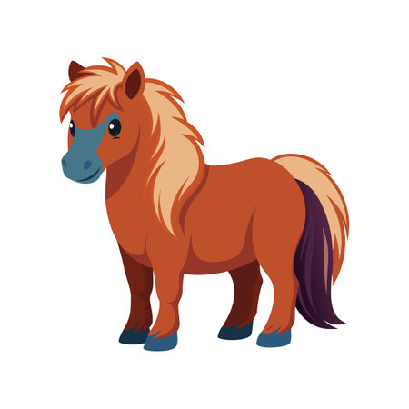 Beautiful Shetland Pony Realistic Color Illustrationのイラスト素材