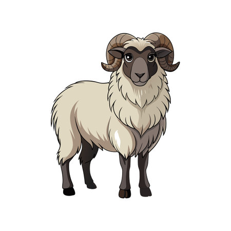 Detailed Valais Blacknose Sheep Realistic Illustrationのイラスト素材