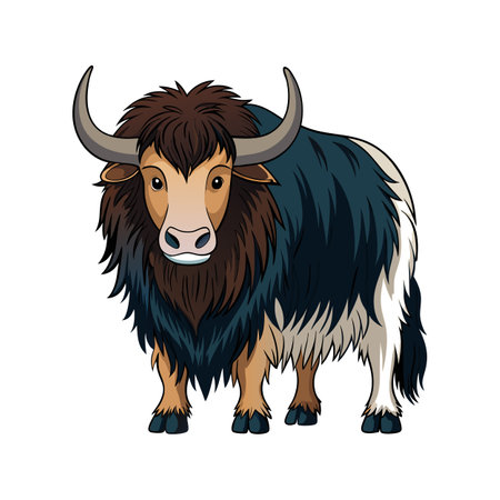 Realistic Yak Outline Color Illustration Designのイラスト素材