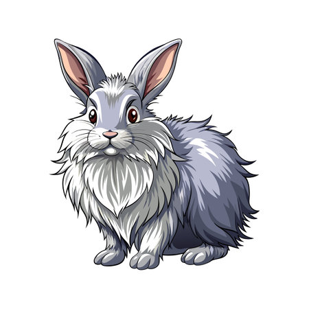 Charming Angora Rabbit Colorful Realistic Illustrationのイラスト素材