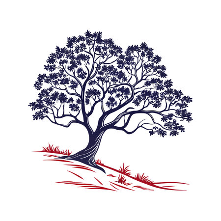 Art tree, hand drawn vector illustration. Design element for logo, label, emblem, sign.のイラスト素材