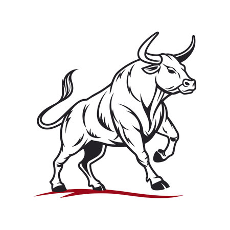 Bull logo. Vector illustration of a bull on a white background.のイラスト素材