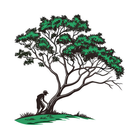 Realistic Indian Jujube Tree Bold Outline Design 1のイラスト素材