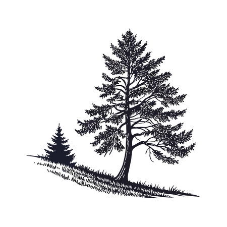 Realistic Himalayan Fir Tree Bold Outline Design 2のイラスト素材