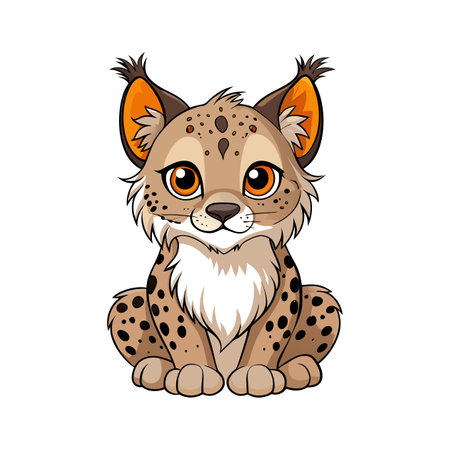 Sweet Baby Lynx with Tiny Ears Cuddlingのイラスト素材