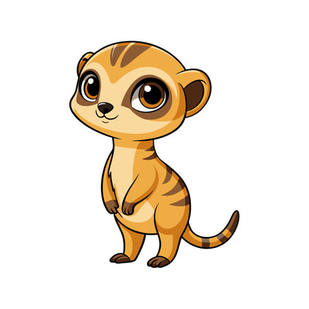 Adorable Baby Meerkat Standing Tall and Curiousのイラスト素材