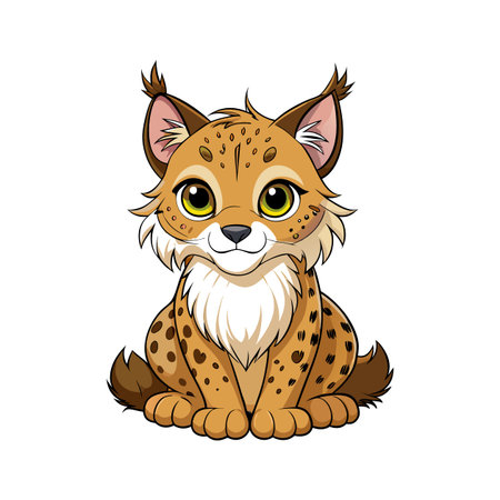 Charming Baby Lynx with Tiny Ears Observingのイラスト素材