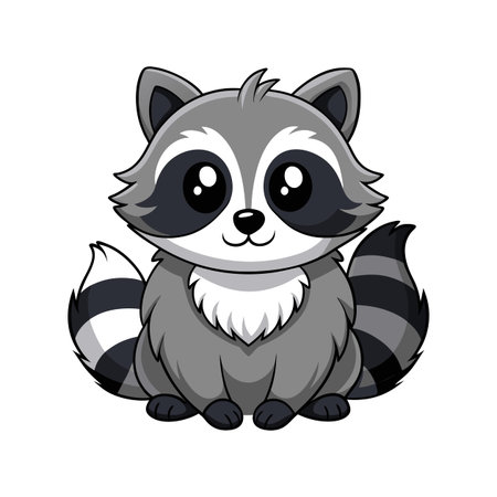 Adorable Baby Raccoon Sitting and Watching Curiouslyのイラスト素材
