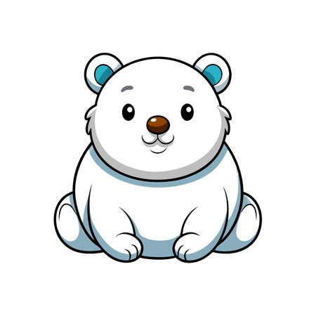 Charming Baby Polar Bear Sitting Contentlyのイラスト素材