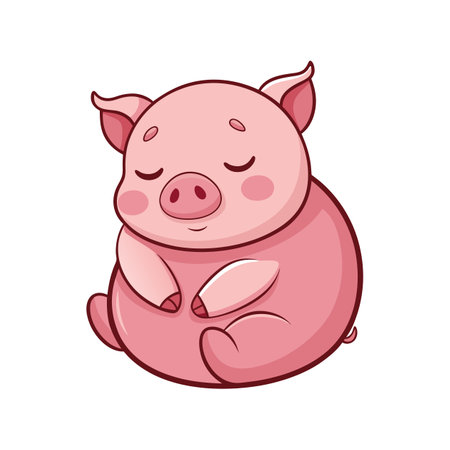 Charming Baby Piglet Snuggling Cozy and Contentのイラスト素材
