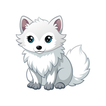 Cuddly Fluffy Baby Arctic Fox Posingのイラスト素材