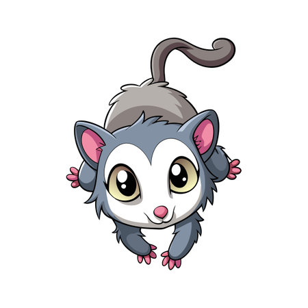 Cute Baby Possum Hanging Upside Down with Gleeのイラスト素材