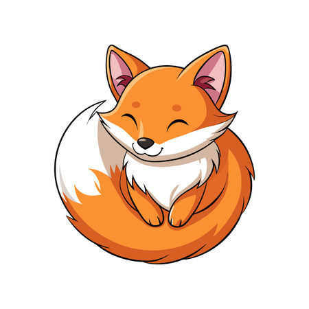 Charming Fluffy Baby Fox Sleepingのイラスト素材