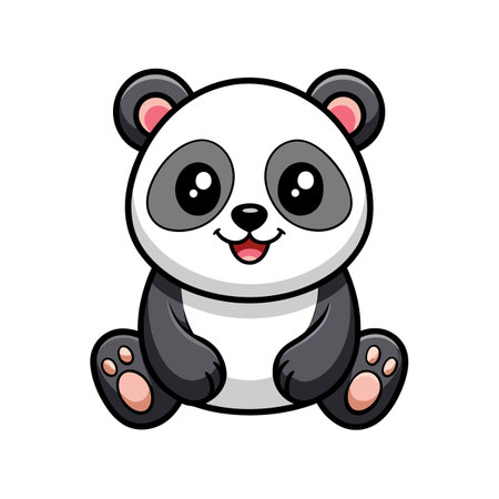 Adorable Chubby Baby Panda Relaxingのイラスト素材