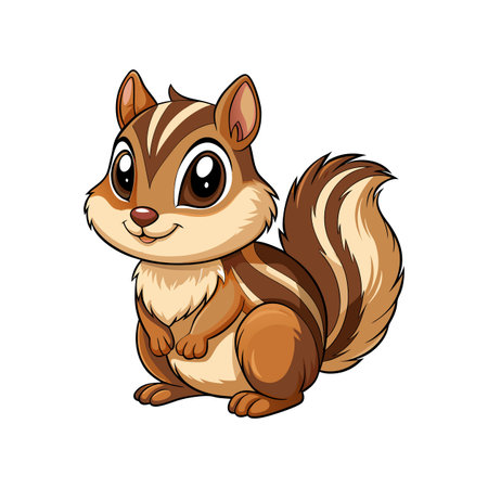 Delightful Baby Chipmunk Playing with Nutのイラスト素材