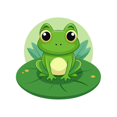 Adorable Baby Frog Relaxing on Padのイラスト素材