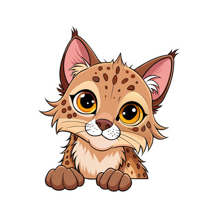 Lynx Cub Peeking from Behind Bushのイラスト素材