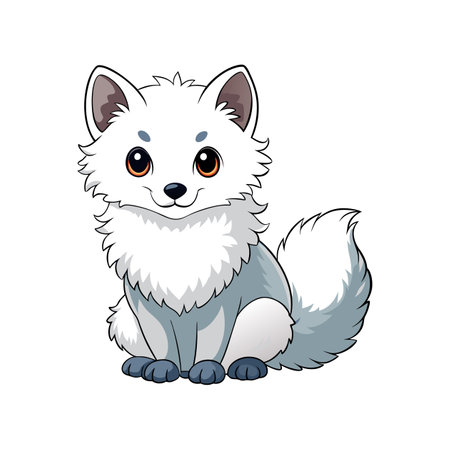 Cuddly Fluffy Arctic Fox Sitting Gracefullyのイラスト素材