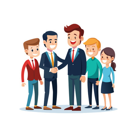 Business Team Leader Engaging through Handshakeのイラスト素材