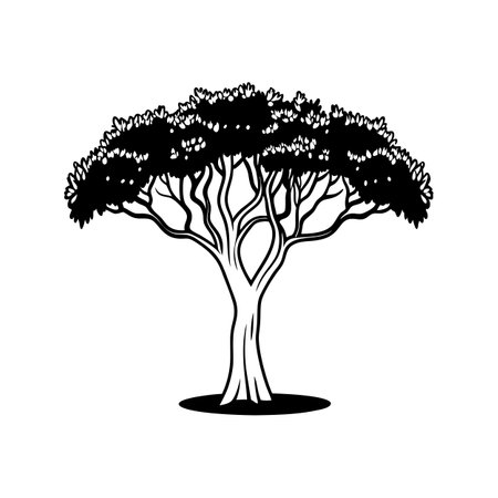 Artistic Outline Design of African Olive Treeのイラスト素材