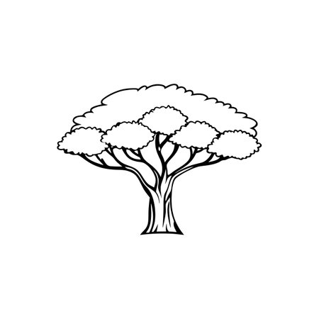 Artistic Outline of Indian Sandalwood Treeのイラスト素材