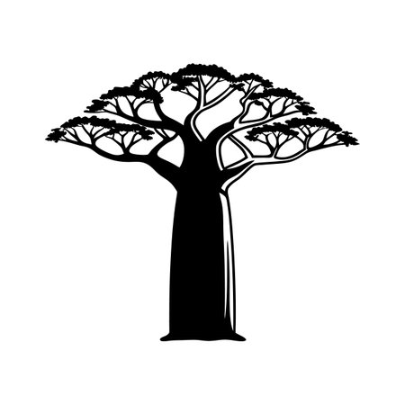 Stylish Outline of African Baobab Treeのイラスト素材