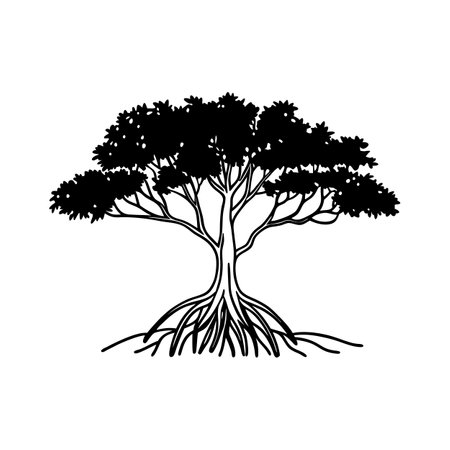 Mangrove Tree Bold Outline Illustrationのイラスト素材