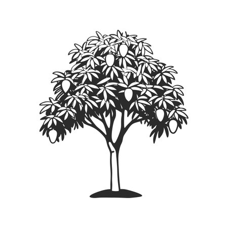 Bold Outline of Mango Tree Illustrationのイラスト素材