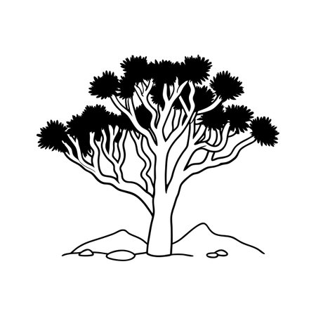 Desert Ironwood Tree Bold Outline Artのイラスト素材