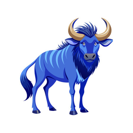 Stylish Blue Wildebeest Vector Art for Projectsのイラスト素材