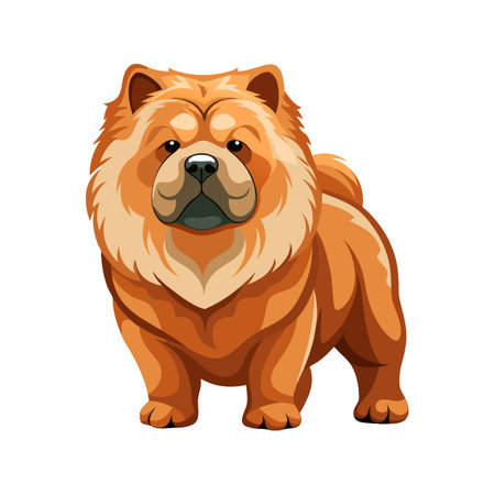 Calm Chow Chow in Serene Landscapeのイラスト素材