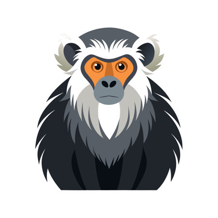 Colobus Monkey in Natural Habitatのイラスト素材