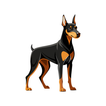 Elegant Doberman Pinscher in Motionのイラスト素材