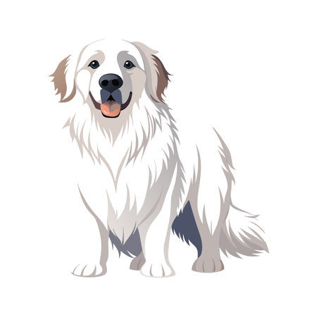 Elegant Great Pyrenees Resting in Natureのイラスト素材