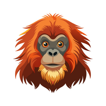 Stylized Tapanuli Orangutan Vector Art for Wildlifeのイラスト素材