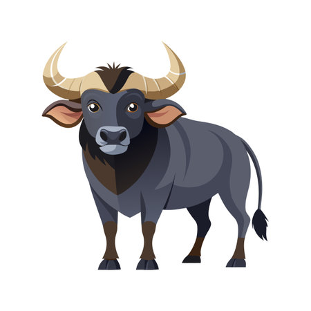 Charming Water Buffalo Illustration for Nature Artのイラスト素材