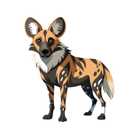Unique African Wild Dog Vector Artのイラスト素材
