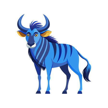 Blue wildebeest, antelope cartoon vector Illustration on a white backgroundのイラスト素材