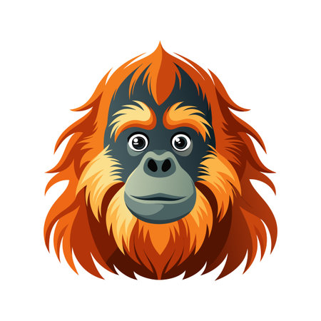Orangutan head vector Illustration isolated on a white background.のイラスト素材