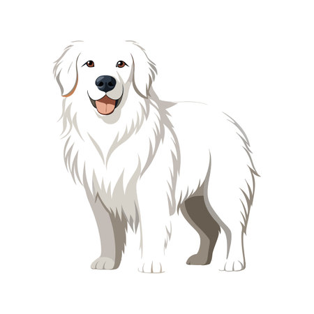 Dynamic Great Pyrenees in Actionのイラスト素材