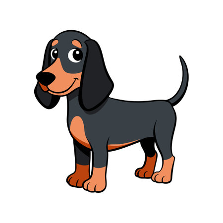 Stylish Black and Tan Coonhound Vector Illustrationのイラスト素材