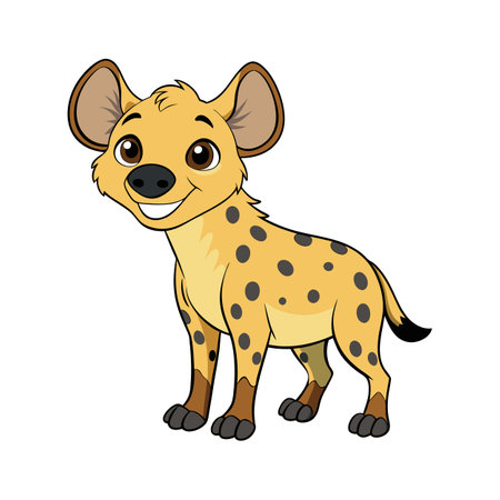 Cute hyena cartoon isolated on white background. Vector illustration.のイラスト素材
